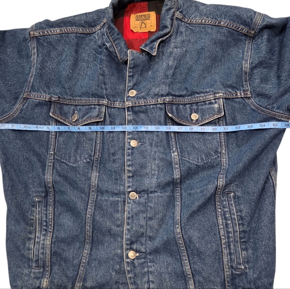 Vintage GAP Flannel Lined Denim Jacket 90s Mens Large Blue Jean Button-Up Winter - Picture 6 of 8